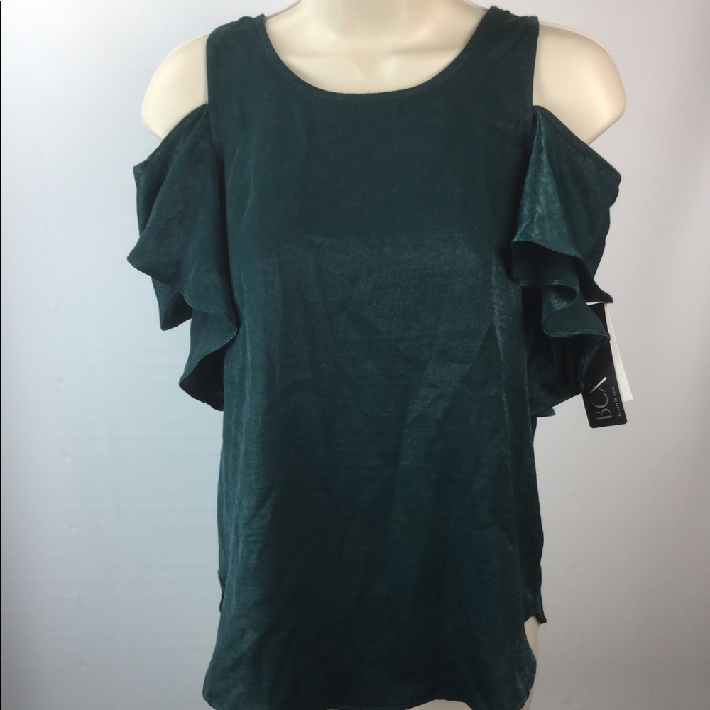BCX Cold Shoulder Ruffled Short Sleeve Blouse